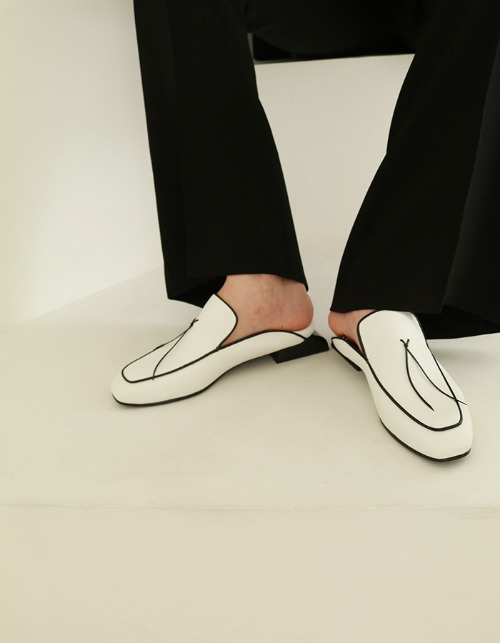 T102 lace loafer white (2-way) 2.5cm